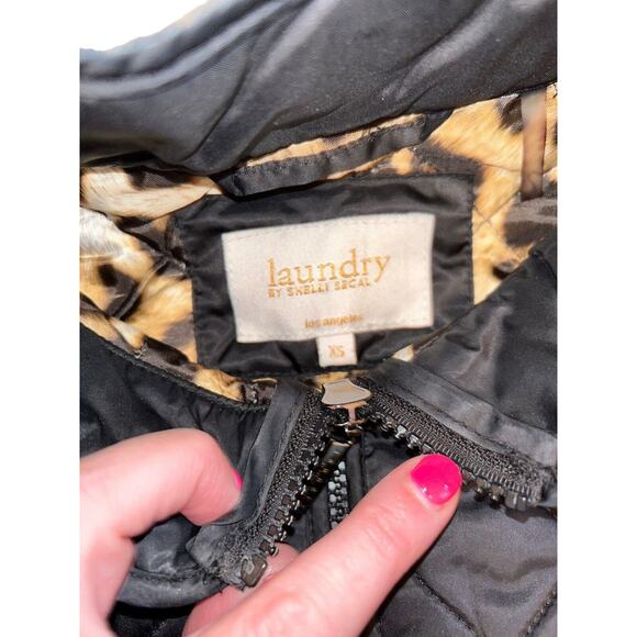 Shelli Segal - Laundry Puffer jacket- Black With Animal Print EUC Size XS - Picture 10 of 11